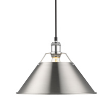 Golden 3306-L CH-PW - Yep by Golden Lighting Orwell 1-light 14in Pendant in Chrome and Pewter shade